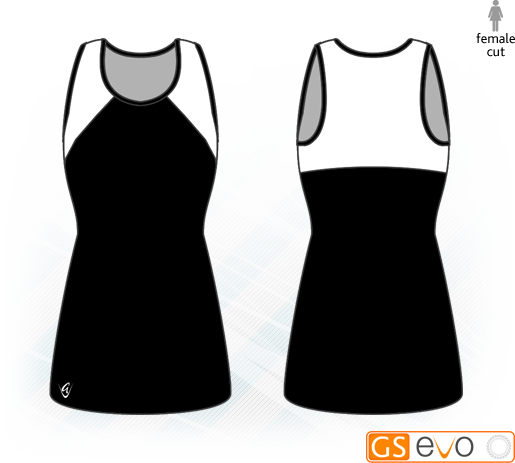 Bella Black/White Vest-Back Netball Dress
