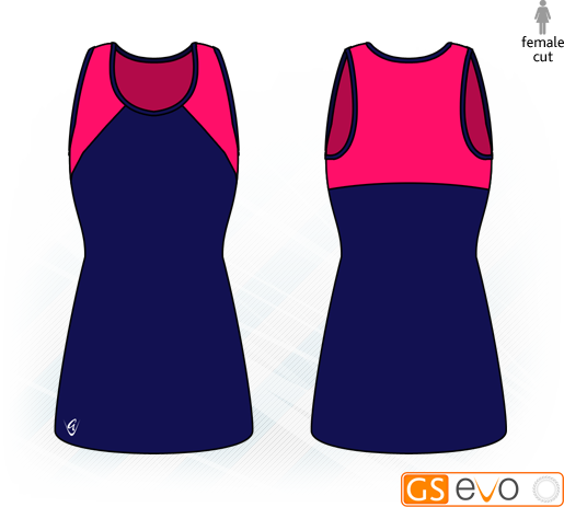 Bella Navy/Cerise Vest-Back Netball Dress