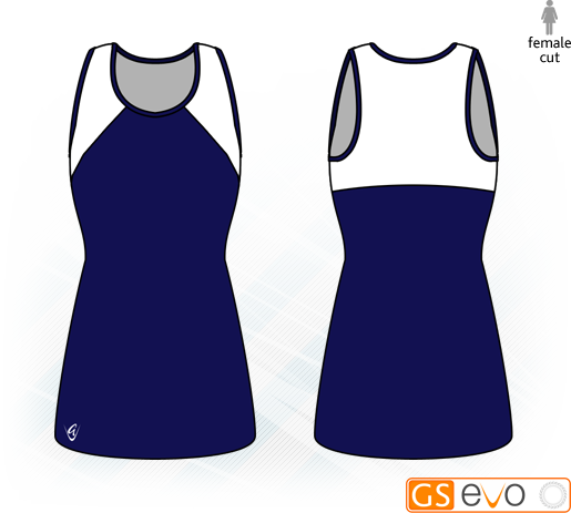 Bella Navy/White Vest-Back Netball Dress
