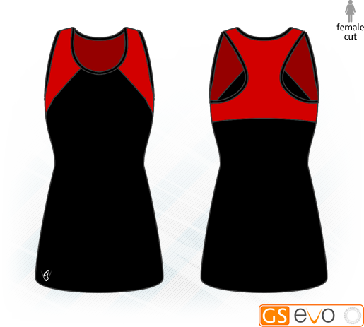 Bella Black/Red Y-Back Netball Dress
