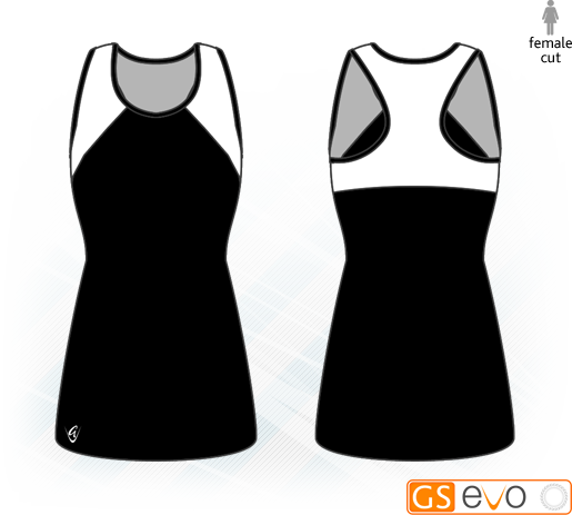 Bella Black/White Y-Back Netball Dress