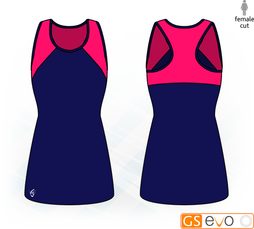 Bella Navy/Cerise Y-Back Netball Dress