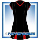 Godet Black/Red Cap Sleeve Netball Dress