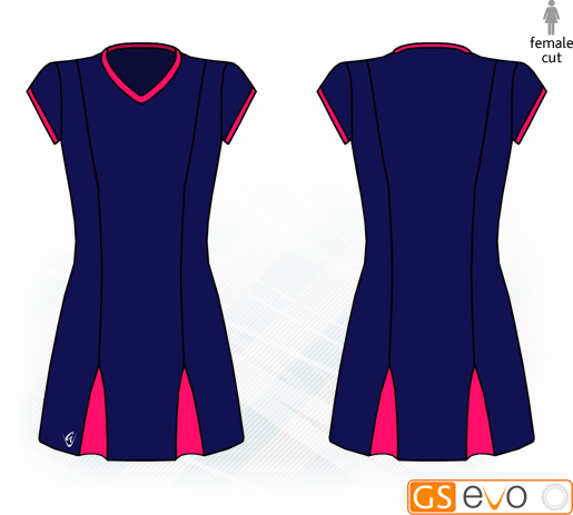 Godet Navy/Cerise Cap Sleeve Netball Dress