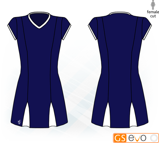 Godet Navy/White Cap Sleeve Netball Dress