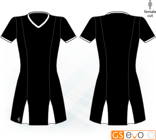 Godet Black/White Short Sleeve Netball Dress