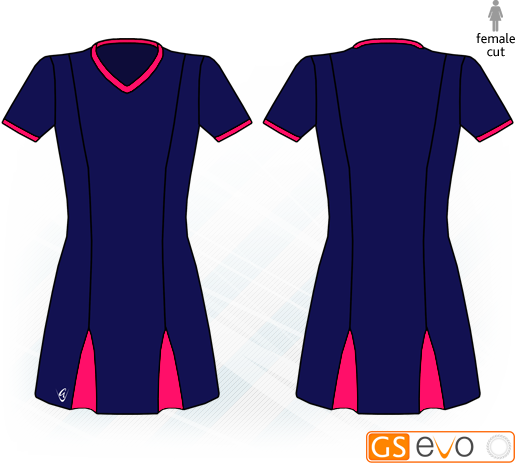 Godet Navy/Cerise Short Sleeve Netball Dress