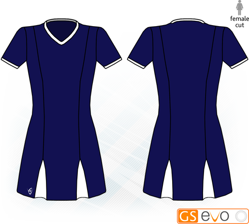 Godet Navy/White Short Sleeve Netball Dress