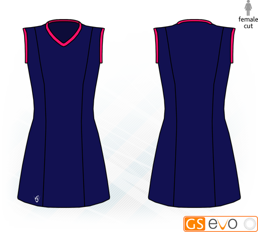 Venus Navy/Cerise Sleeveless Netball Dress