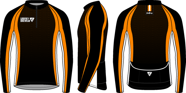 Orange Honeycomb L/S Full-zip Cycling Jacket (mesh lining)