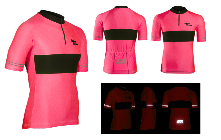 Be Seen Pink SS Neck-Zip Cycling Jersey