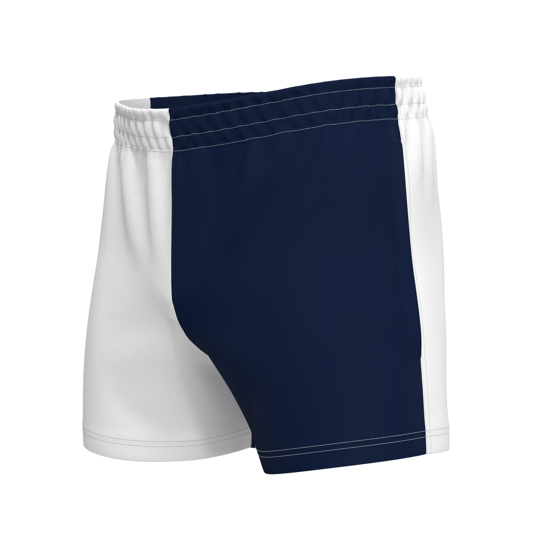 Quartered Cotton Rugby Shorts - White/Navy
