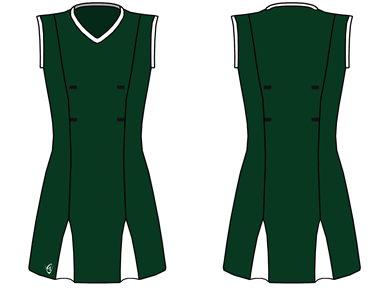 Green with Velcro - Godet Netball Dress (Sleeveless)