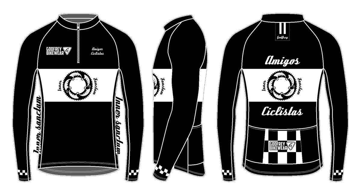 Black - Custom L/S Classics Neck-Zip Cycling Jersey