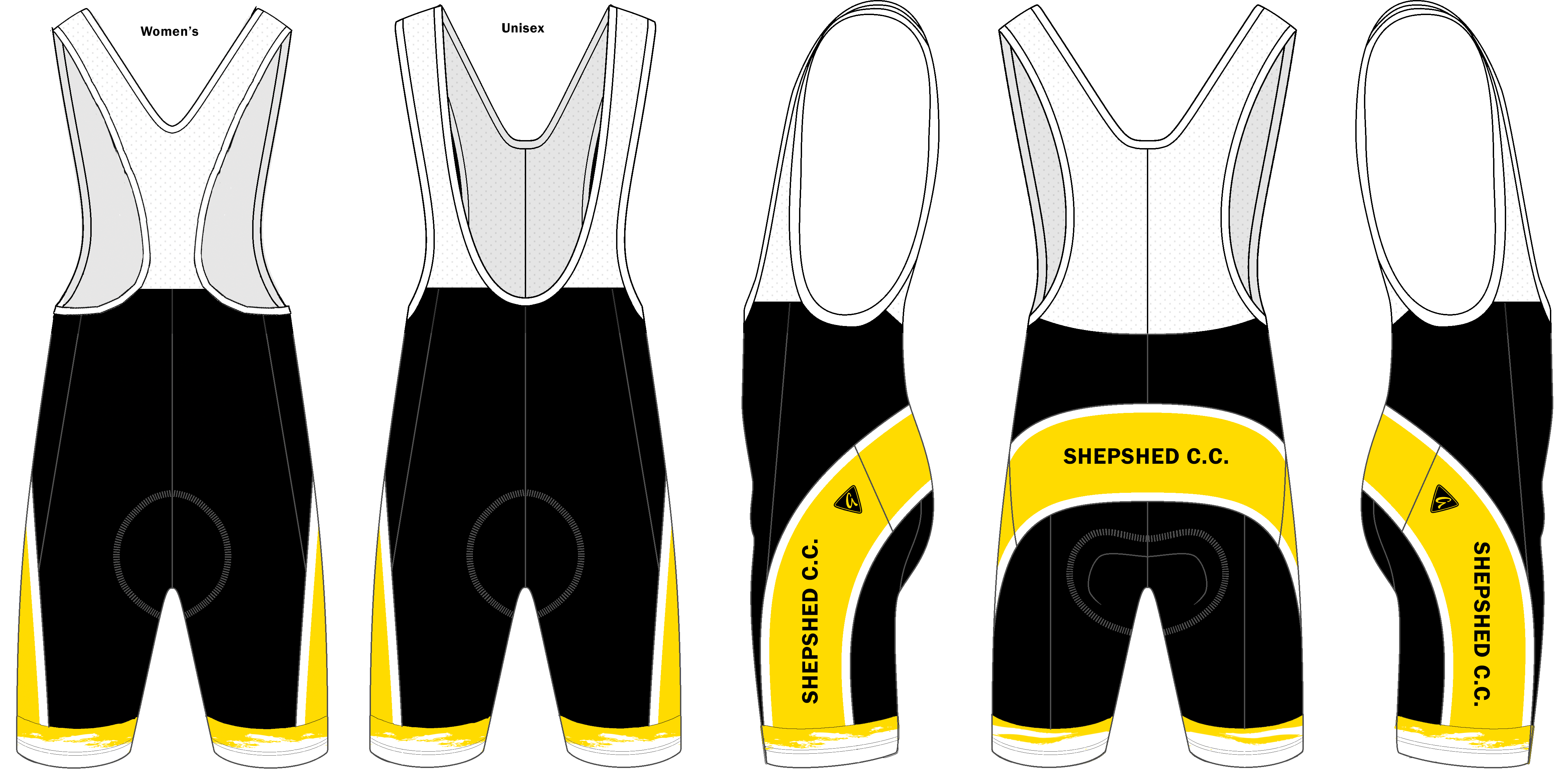 Yellow & White Leg Gripper - Custom Cycling Bib Shorts