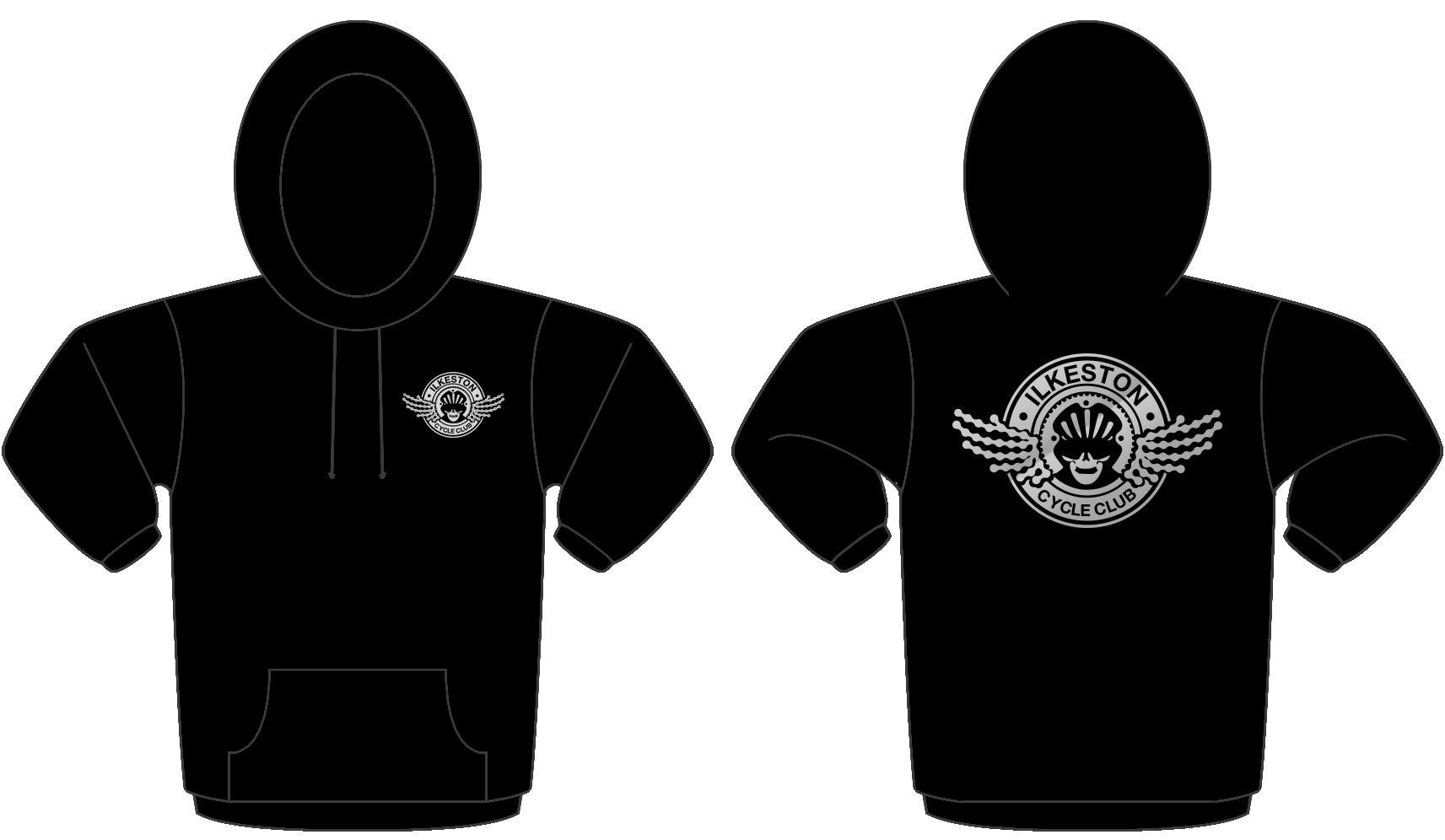 Black with Silver Logos - Heavy Hoodie