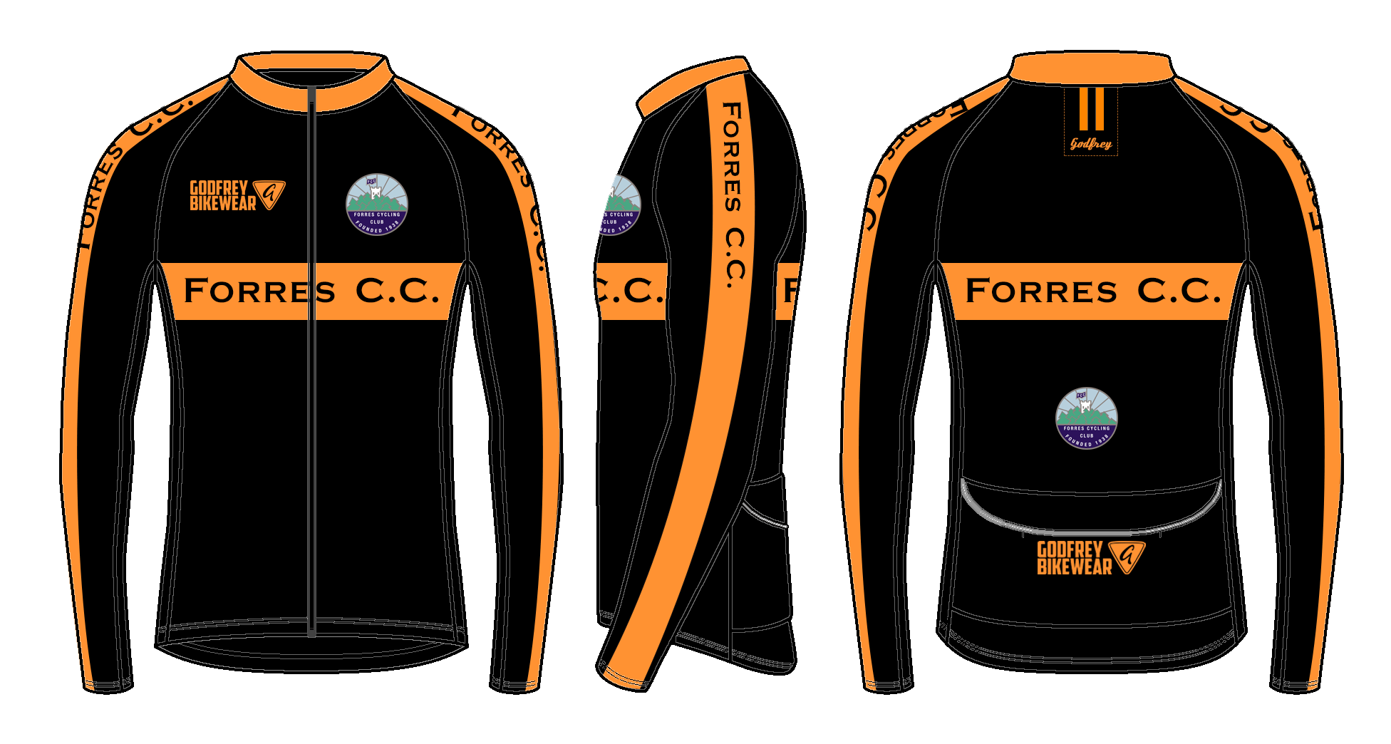 Custom L/S Full-zip Cycling Jacket (fleece lining)