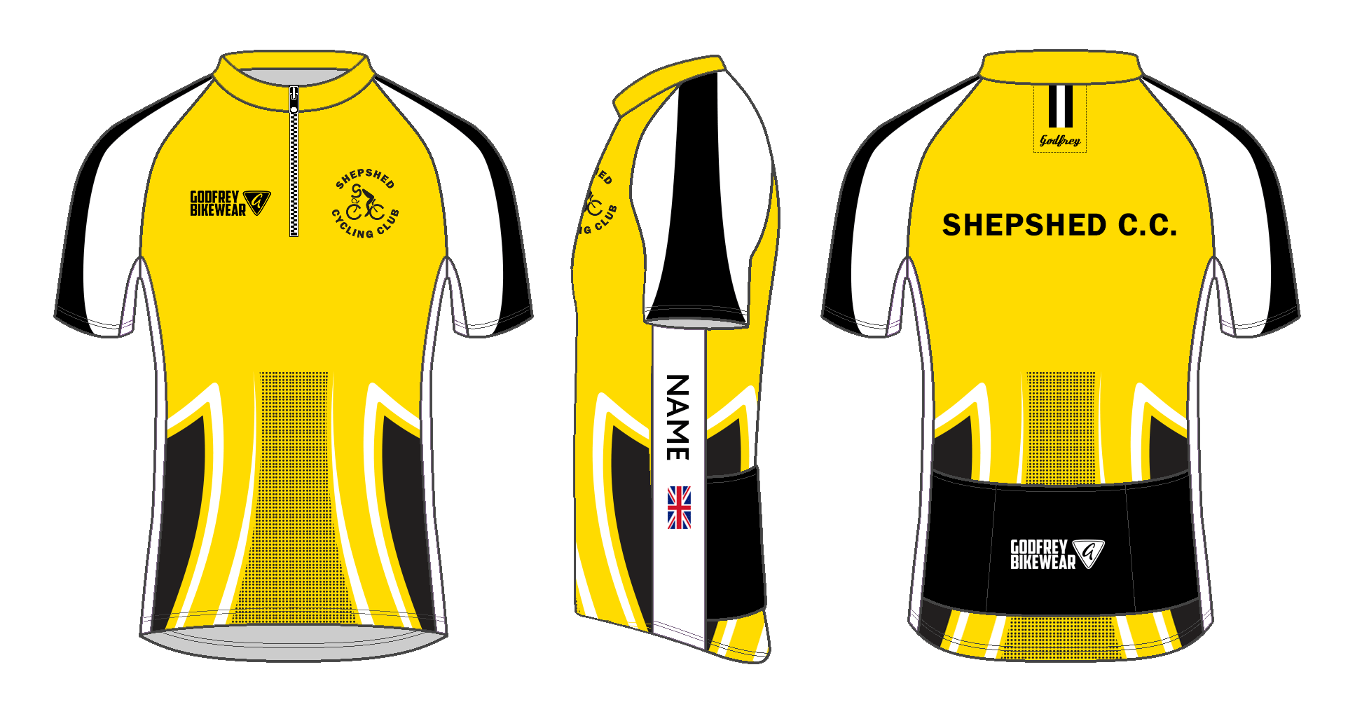 Yellow - Custom S/S Lightweight Neck-Zip Cycling Jersey