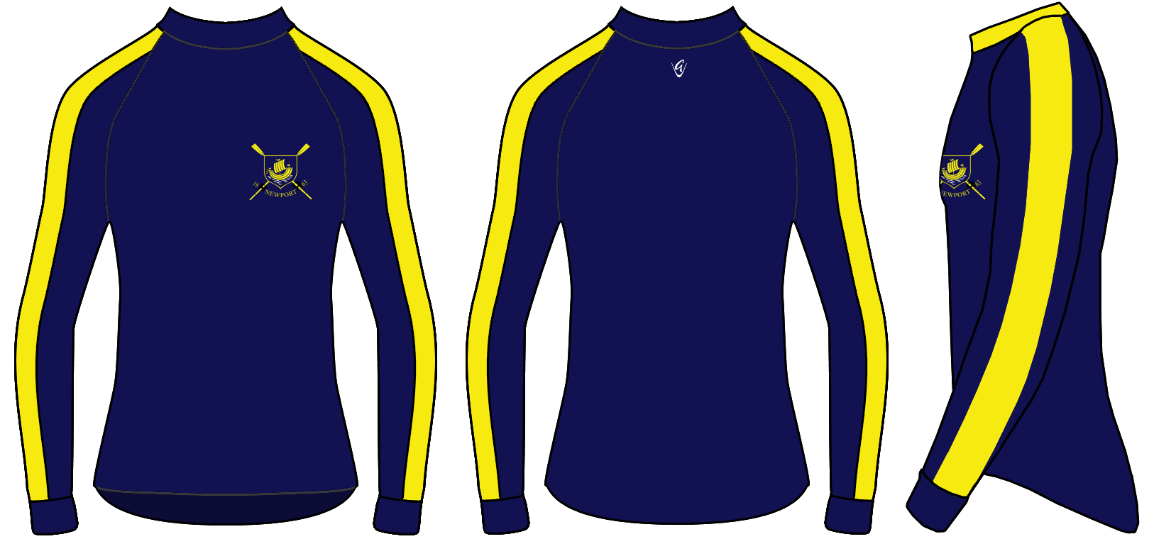 Navy with yellow arms - Custom Performance Tee LS