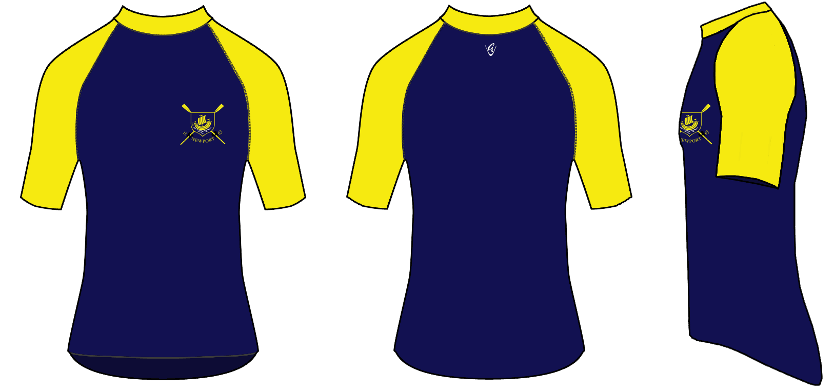 Navy with yellow arms - Custom Performance Tee SS