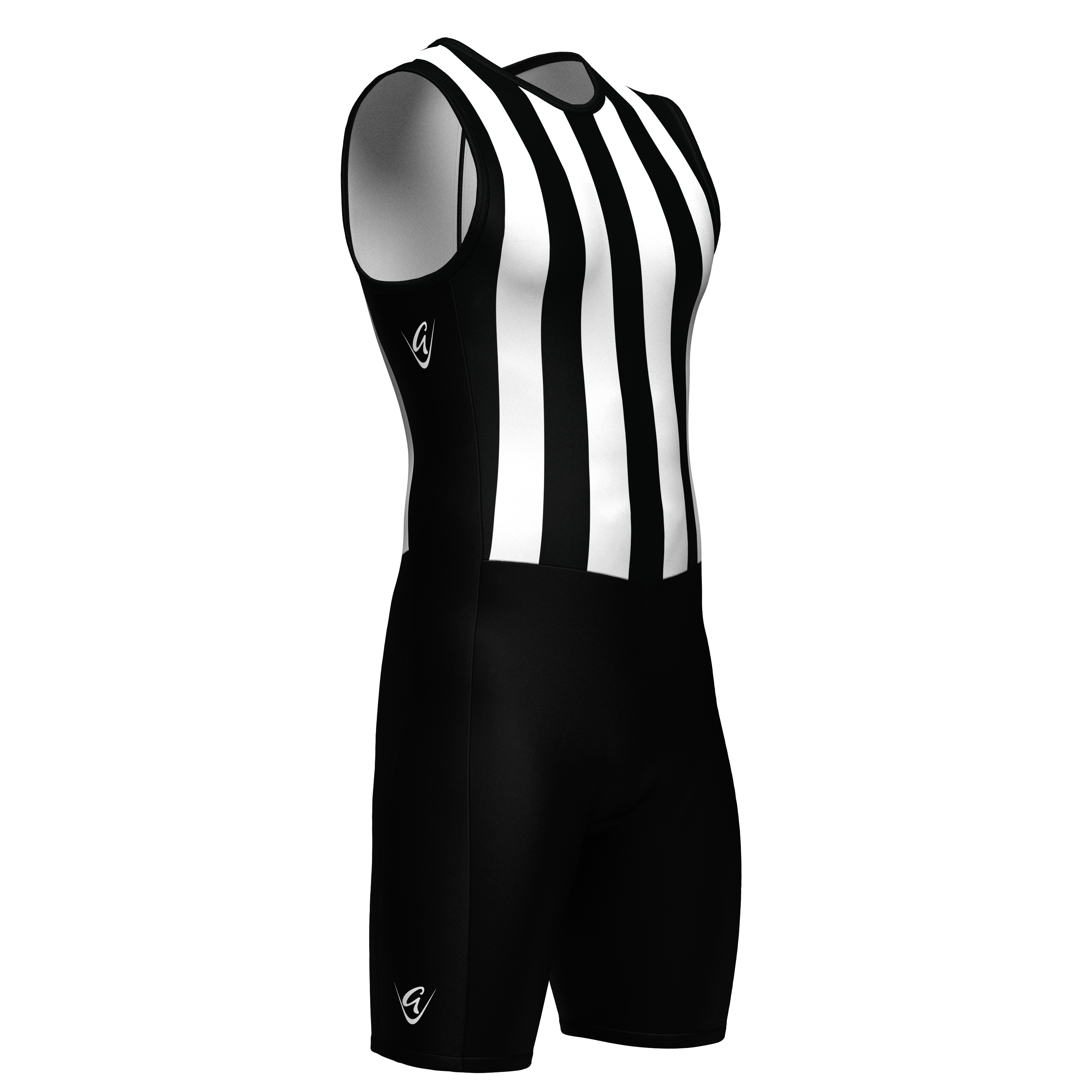 Stripes are Slimming Weightlifting Suit - Black and White