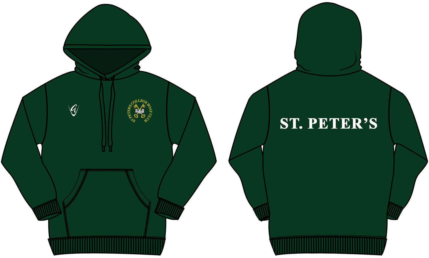 Green - Classic Hoodie - Embroidered Logo & Back Print