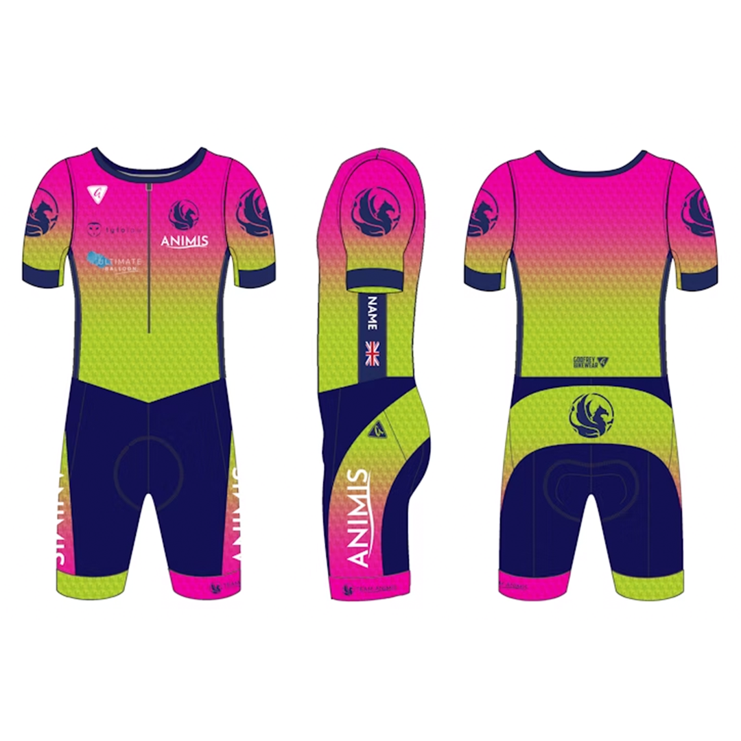 Custom Short Sleeve Triathlon Suit Front Zip