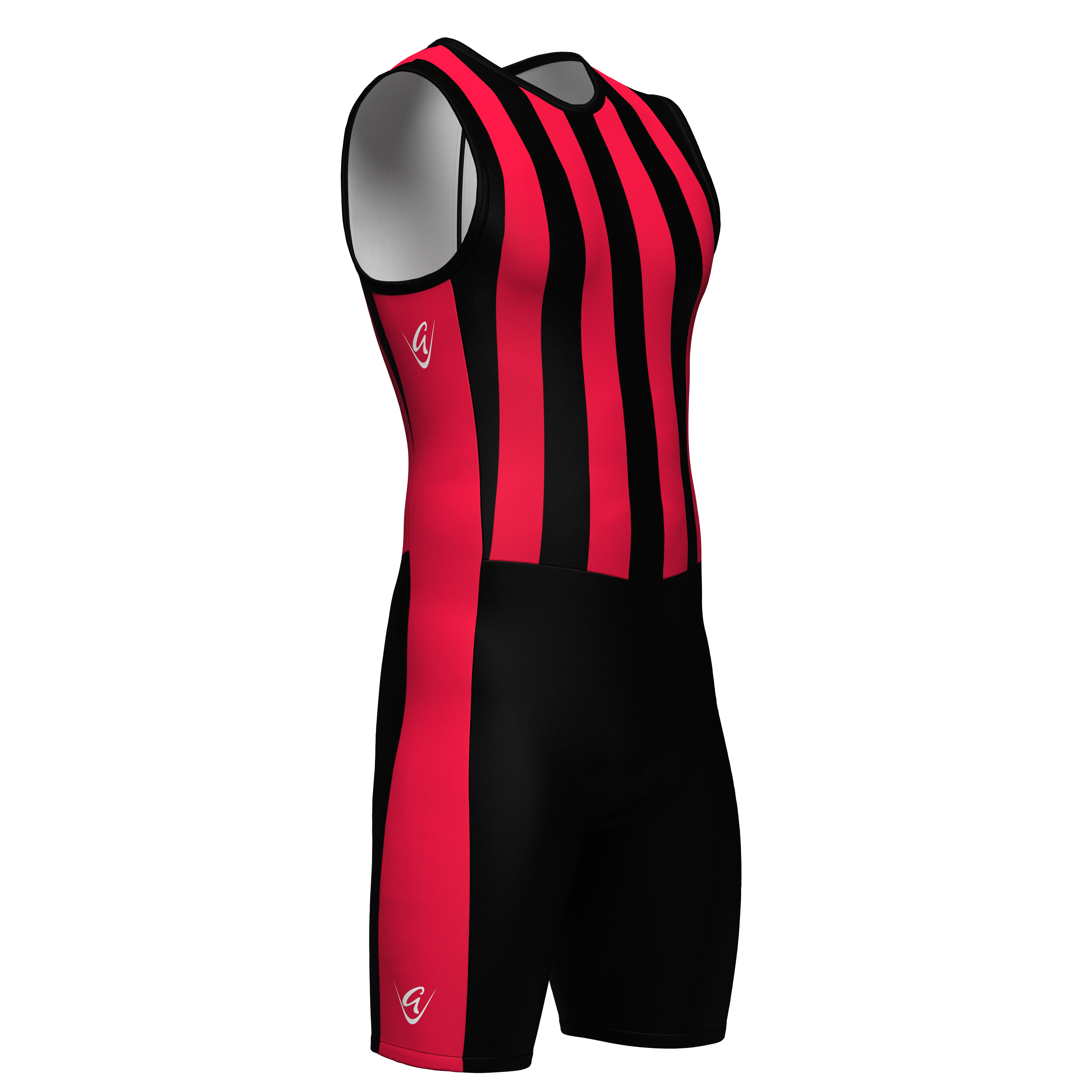 Stripes are Slimming Weightlifting Suit - Black and Red