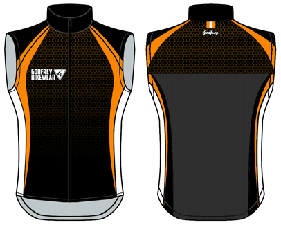 Orange Honeycomb Full-Zip Cycling Gilet (Unlined)