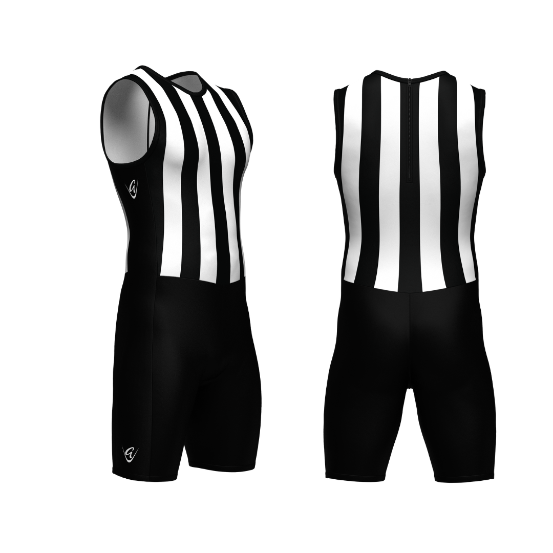 Stripes are Slimming Weightlifting Suit - Black and White