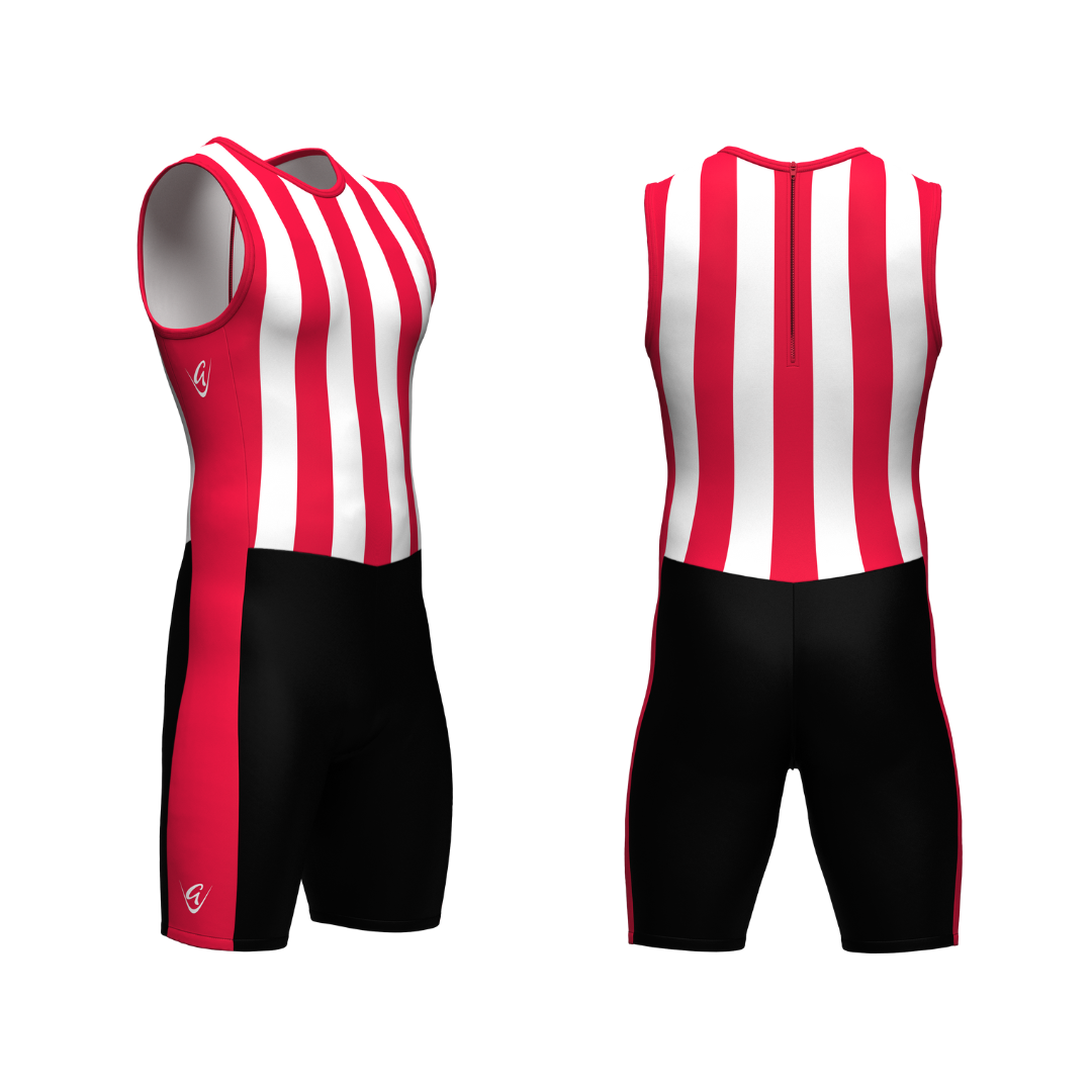 Stripes are Slimming Weightlifting Suit - Red and White