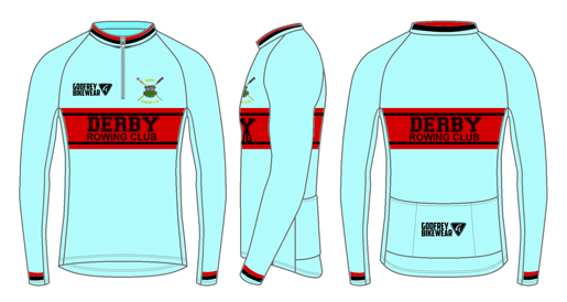 Cambridge Blue - Custom L/S Classics Neck-Zip Cycling Jersey