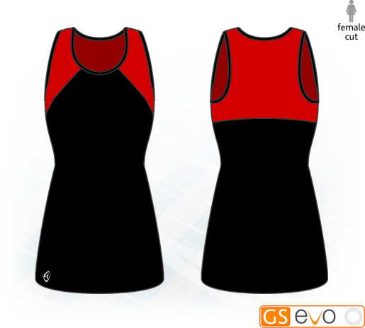 Bella Black/Red Vest-Back Netball Dress