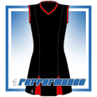 Godet Black/Red Sleeveless Netball Dress