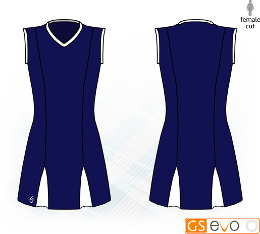 Godet Navy/White Sleeveless Netball Dress
