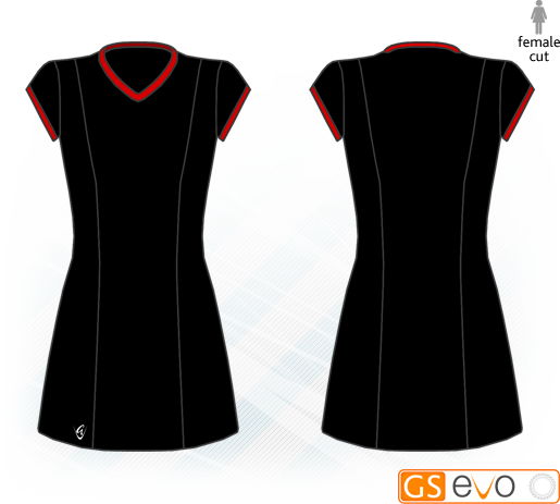 Venus Black/Red Cap Sleeve Netball Dress