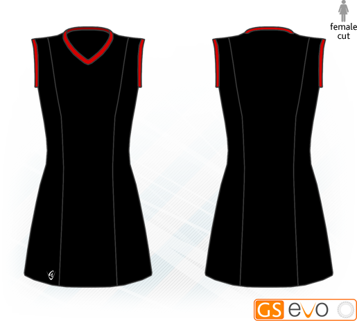 Venus Black/Red Sleeveless Netball Dress