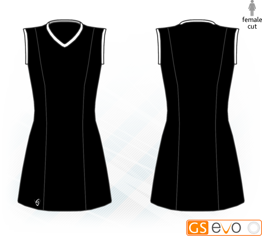 Venus Black/White Sleeveless Netball Dress