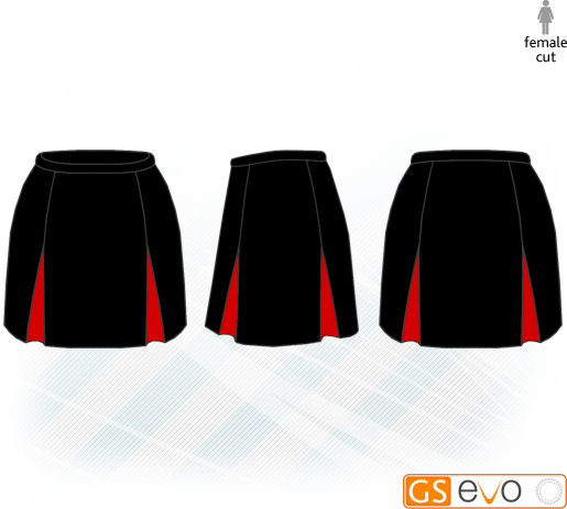 Kick Pleat Black/Red Netball Skirt